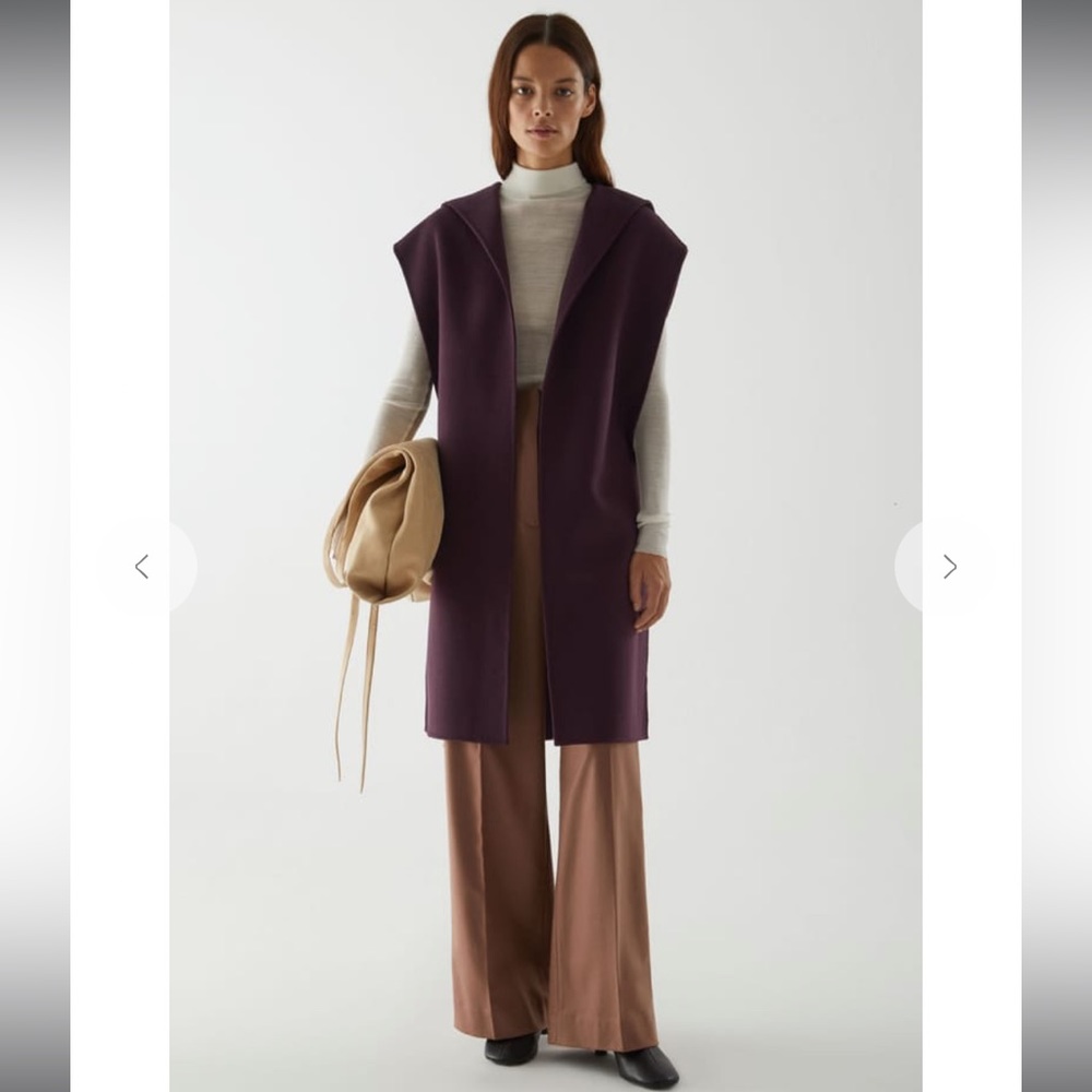 COS Wool hooded cape aubergine purple one size OS NWT